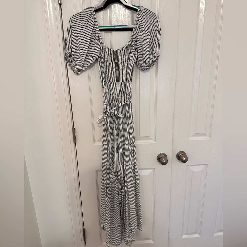 Clad & Cloth (M) Jumpsuit - White w/ Black Stripes